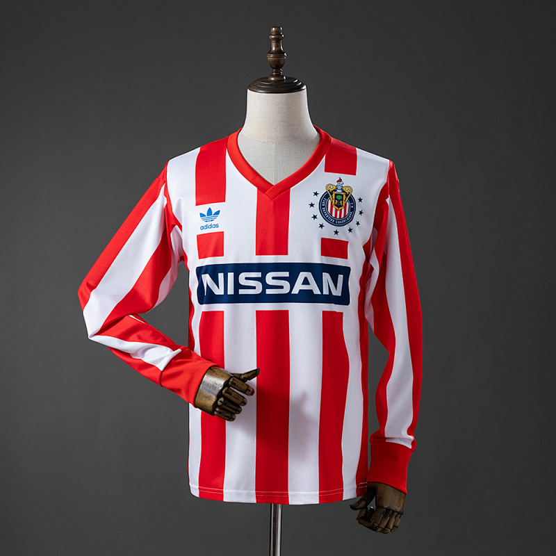 Camiseta retro de manga larga Chivas de Guadalajara 90-91, local, tallas S-XXL